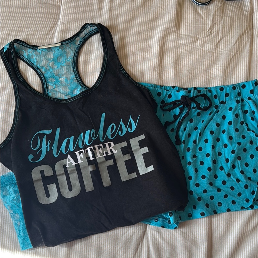 Black and Teal Sleepwear Set